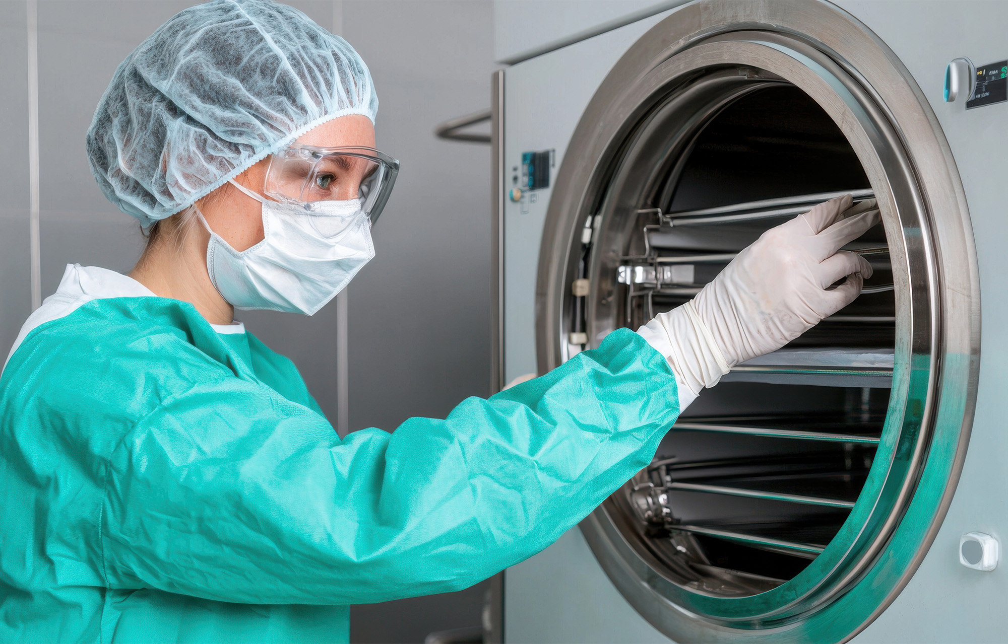 Technician maintaining a washer